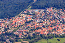 Railway line crosses the city in Jockgrim in the state Rhineland-Palatinate, Germany
