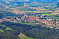 Aerial photograpy of City view from the southeast in Kandel in the state Rhineland-Palatinate, Germany