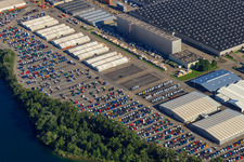 Aerial view of Daimler truck plant from the northwest in Wörth am Rhein in the state Rhineland-Palatinate, Germany