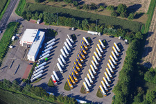 Aerial view of Essostraße, Robert Bayer GmbH in the district Knielingen in Karlsruhe in the state Baden-Wuerttemberg, Germany