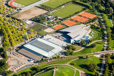 Ensemble of sports grounds on Europabad and on Europahalle Karlsruhe in the district Suedweststadt in Karlsruhe in the state Baden-Wurttemberg, Germany