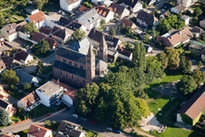St. Cyriacus in the district Beiertheim-Bulach in Karlsruhe in the state Baden-Wuerttemberg, Germany from above