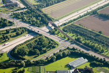 Aerial photograpy of Exit A5 Ettlingen in the district Rüppurr in Karlsruhe in the state Baden-Wuerttemberg, Germany