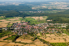 Aerial view of Village view in the district Stupferich in Karlsruhe in the state Baden-Wuerttemberg, Germany
