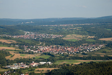 From the northwest in the district Ellmendingen in Keltern in the state Baden-Wuerttemberg, Germany