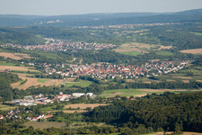 Aerial view of From the northwest in the district Ellmendingen in Keltern in the state Baden-Wuerttemberg, Germany