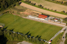 Pneuhage Stadium in the district Auerbach in Karlsbad in the state Baden-Wuerttemberg, Germany from above