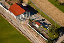 Bird's eye view of Pneuhage Stadium in the district Auerbach in Karlsbad in the state Baden-Wuerttemberg, Germany