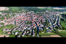 View of the town from the west in the district Ellmendingen in Keltern in the state Baden-Wuerttemberg, Germany