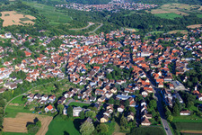 Aerial view of View of the town from the west in the district Ellmendingen in Keltern in the state Baden-Wuerttemberg, Germany
