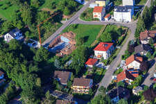 Aerial view of Winzerstr in the district Ellmendingen in Keltern in the state Baden-Wuerttemberg, Germany