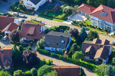 Winzerstr in the district Ellmendingen in Keltern in the state Baden-Wuerttemberg, Germany seen from above