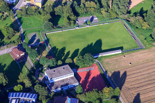 Oblique view of Sports fields of TuS Elmendingen eV in the district Ellmendingen in Keltern in the state Baden-Wuerttemberg, Germany