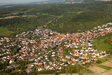 From the west in the district Dietlingen in Keltern in the state Baden-Wuerttemberg, Germany