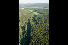 Oblique view of Kettelbachtal Nature Reserve in the district Obernhausen in Birkenfeld in the state Baden-Wuerttemberg, Germany