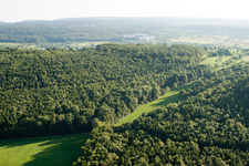 Bird's eye view of Kettelbachtal Nature Reserve in the district Obernhausen in Birkenfeld in the state Baden-Wuerttemberg, Germany