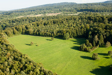 Kettelbachtal Nature Reserve in the district Obernhausen in Birkenfeld in the state Baden-Wuerttemberg, Germany viewn from the air