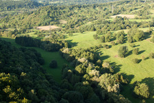 Drone image of Kettelbachtal Nature Reserve in the district Obernhausen in Birkenfeld in the state Baden-Wuerttemberg, Germany