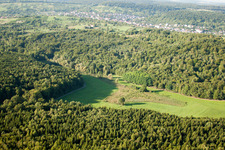 Oblique view of Kettelbachtal Nature Reserve in the district Obernhausen in Birkenfeld in the state Baden-Wuerttemberg, Germany