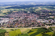 City view from the south beyond the A6 in Sinsheim in the state Baden-Wuerttemberg, Germany