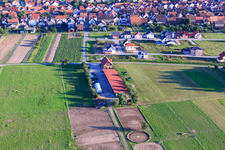 Oblique view of Schmitt Stable in Hatzenbühl in the state Rhineland-Palatinate, Germany