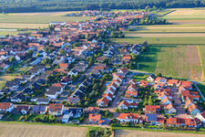 Oblique view of New development area Im Bannholz in the district Hayna in Herxheim bei Landau in the state Rhineland-Palatinate, Germany