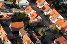 In the stork's nest in Erlenbach bei Kandel in the state Rhineland-Palatinate, Germany out of the air