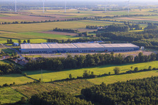 Oblique view of Horst Industrial Estate, ZUFALL Logistics Center in the district Minderslachen in Kandel in the state Rhineland-Palatinate, Germany