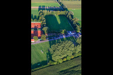 Oblique view of Sports fields SV1946 and TC in Minfeld in the state Rhineland-Palatinate, Germany