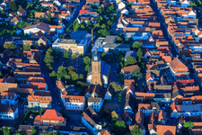 Aerial view of Market Square, St. George's Church in Kandel in the state Rhineland-Palatinate, Germany