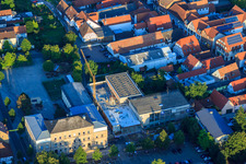 Aerial view of L. Riedinger Elementary School, Town Hall under renovation in Kandel in the state Rhineland-Palatinate, Germany