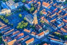 Aerial photograpy of Market Square, St. George's Church in Kandel in the state Rhineland-Palatinate, Germany