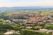 Aerial view of City view from the south in Herxheim bei Landau in the state Rhineland-Palatinate, Germany