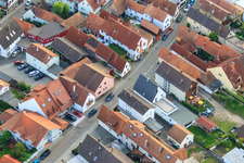 Aerial view of Juststraße, Restaurant Zum Schloddrer in Kandel in the state Rhineland-Palatinate, Germany