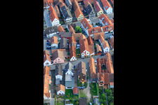 Juststraße, Restaurant Zum Schloddrer in Kandel in the state Rhineland-Palatinate, Germany seen from above