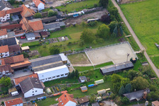 Drone recording of Brehmstr in the district Minderslachen in Kandel in the state Rhineland-Palatinate, Germany