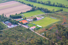 Aerial view of Sports festival at the football field Steinweiler in Steinweiler in the state Rhineland-Palatinate, Germany