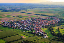 Aerial view of View of the town from the northeast in Steinweiler in the state Rhineland-Palatinate, Germany