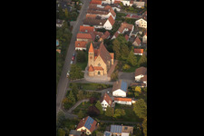 Aerial view of Church building in the village of in Insheim in the state Rhineland-Palatinate, Germany