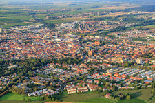 Aerial view of City center from the west in Landau in der Pfalz in the state Rhineland-Palatinate, Germany