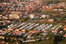Aerial view of Residential area on Lazarettstrasse in Landau in der Pfalz in the state Rhineland-Palatinate, Germany