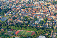 Aerial view of Westring with Otto-Hahn-Gymnasium in Landau in der Pfalz in the state Rhineland-Palatinate, Germany