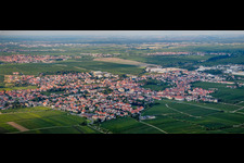 Panorama perspective Town View of the streets and houses of the residential areas in Edenkoben in the state Rhineland-Palatinate