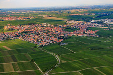 Aerial photograpy of City view from the southwest in Edenkoben in the state Rhineland-Palatinate, Germany