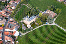 Complex of the hotel building Hotel Schloss Edesheim, Privathotels Dr. Lohbeck GmbH & Co. KG in Edesheim in the state Rhineland-Palatinate out of the air