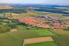 Village view from the northwest in Steinweiler in the state Rhineland-Palatinate, Germany from above