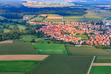 Village view from the northwest in Steinweiler in the state Rhineland-Palatinate, Germany out of the air