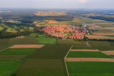 Village view from the northwest in Steinweiler in the state Rhineland-Palatinate, Germany seen from above