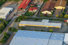 Große Ahlmühle commercial area with Hobbydepot and Daum Holzbau in Rohrbach in the state Rhineland-Palatinate, Germany