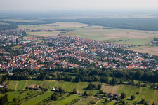 District Linkenheim in Linkenheim-Hochstetten in the state Baden-Wuerttemberg, Germany from the drone perspective